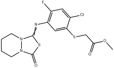Methyl 2-[2-chloro-4-fluoro-5-[(3-oxo-5,6,7,8-tetrahydro-[1,3,4]thiadiazolo[3,4-a]pyridazin-1-ylidene)amino]phenyl]sulfanylacetate 구조식 이미지
