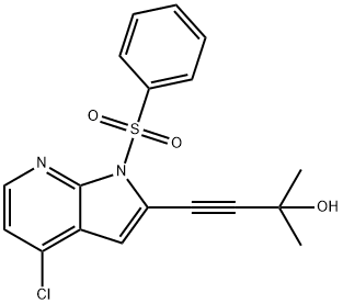 3-Butyn-2-ol, 4-[4-chloro-1-(phenylsulfonyl)-1H-pyrrolo[2,3-b]pyridin-2-yl]-2-Methyl- Structure