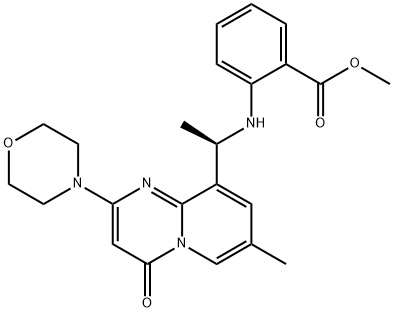 (R)-2-(1-(7-methyl-2-morpholino-4-oxo-4H-pyrido[1,2-a]pyrimidin-9-yl)ethylamino)benzoic acid Structure