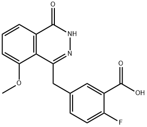 2-Fluoro-5-((8-methoxy-4-oxo-3,4-dihydrophthalazin-1-yl)methyl)benzoic acid 구조식 이미지