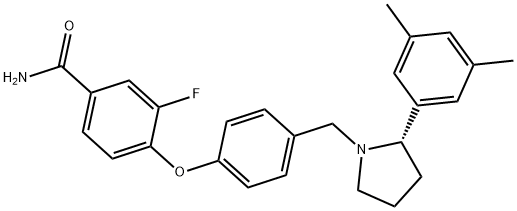 (S)-4-(4-((2-(3,5-diMethylphenyl)pyrrolidin-1-yl)Methyl)phenoxy)-3-fluorobenzaMide 구조식 이미지