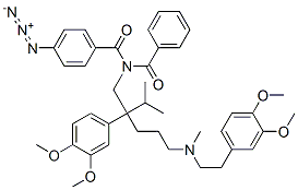 (N-benzoyl)-5-((3,4-dimethoxyphenethyl)methylamino)-2-(3,4-dimethoxyphenyl)-2-isopropyl-N-4-azidobenzoylpentylamine Structure