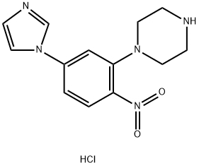 1-(5-(1H-Imidazol-1-Yl)-2-Nitrophenyl)Piperazine Dihydrochloride 구조식 이미지
