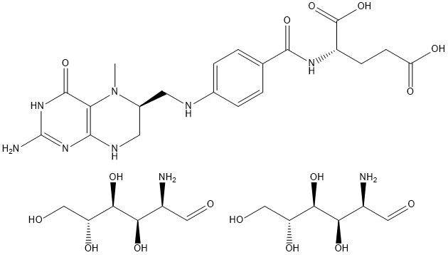 GlucosaMine L-5-Methyltetrahydrofolate 구조식 이미지