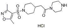 1-({1-[(3,5-dimethylisoxazol-4-yl)sulfonyl]piperidin-4-yl}acetyl)piperazine hydrochloride Structure