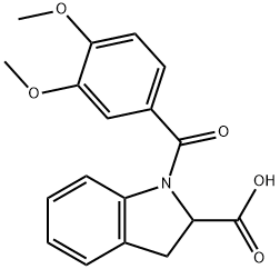 1-(3,4-dimethoxybenzoyl)-2,3-dihydro-
1H-indole-2-carboxylic acid Structure