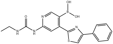 6-(3-ethylureido)-4-(4-phenylthiazol-2-yl)pyridin-3-ylboronic acid 구조식 이미지