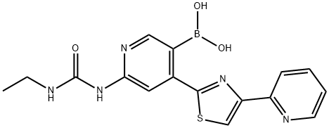 6-(3-ethylureido)-4-(4-(pyridin-2-yl)thiazol-2-yl)pyridin-3-ylboronic acid 구조식 이미지