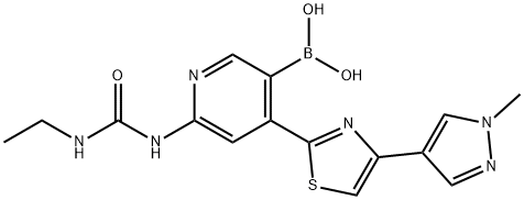 6-(3-ethylureido)-4-(4-(1-Methyl-1H-pyrazol-4-yl)thiazol-2-yl)pyridin-3-ylboronic acid Structure