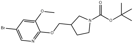 tert-Butyl 3-((5-bromo-3-methoxypyridin-2-yloxy)-methyl)pyrrolidine-1-carboxylate 구조식 이미지
