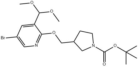 tert-Butyl 3-((5-bromo-3-(dimethoxymethyl)pyridin-2-yloxy)methyl)pyrrolidine-1-carboxylate 구조식 이미지