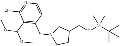 4-((3-((tert-Butyldimethylsilyloxy)methyl)pyrrolidin-1-yl)methyl)-2-chloro-3-(dimethoxymethyl)pyridi 구조식 이미지