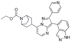 8-Azabicyclo[3.2.1]octane-8-carboxylic acid, 3-[3-(1H-indazol-4-yl)-2-(4-pyridinyl)pyrazolo[1,5-a]pyriMidin-7-yl]-, ethyl ester 구조식 이미지