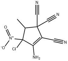 2-Amino-3-nitro-3-chloro-4-methyl-1,5,5-tricyano-1-cyclopentene 구조식 이미지