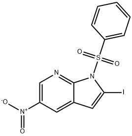 1H-Pyrrolo[2,3-b]pyridine, 2-iodo-5-nitro-1-(phenylsulfonyl)- Structure