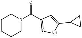 1-(3-Cyclopropyl-1H-pyrazole-5-carbonyl)piperidine 구조식 이미지
