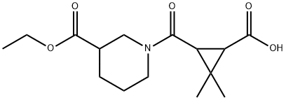 3-{[3-(ethoxycarbonyl)piperidin-1-yl]carbonyl}-2,2-dimethylcyclopropanecarboxylic acid Structure