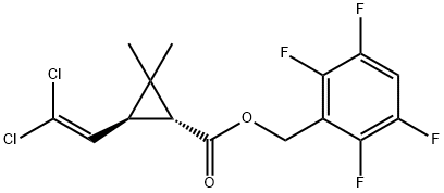 2,3,5,6-테트라플루오로벤질 트랜스-2-(2,2-디클로로비닐)-3,3-디메틸사이클로프로판카르복실레이트 구조식 이미지