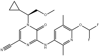 2-Pyrazinecarbonitrile, 4-[(1S)-1-cyclopropyl-2-Methoxyethyl]-6-[[6-(difluoroMethoxy)-2,5-diMethyl-3-pyridinyl]aMino]-4,5-dihydro-5-oxo- Structure