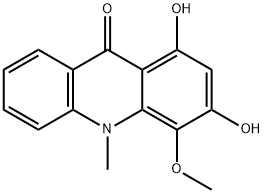 1,3-Dihydroxy-4-methoxy-10-methylacridin-9(10H)-one 구조식 이미지