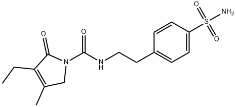 4-[2-[(3-Ethyl-4-methyl-2-oxo-3-pyrrolin-1-yl)carboxamido]ethyl]benzenesulfonamide 구조식 이미지