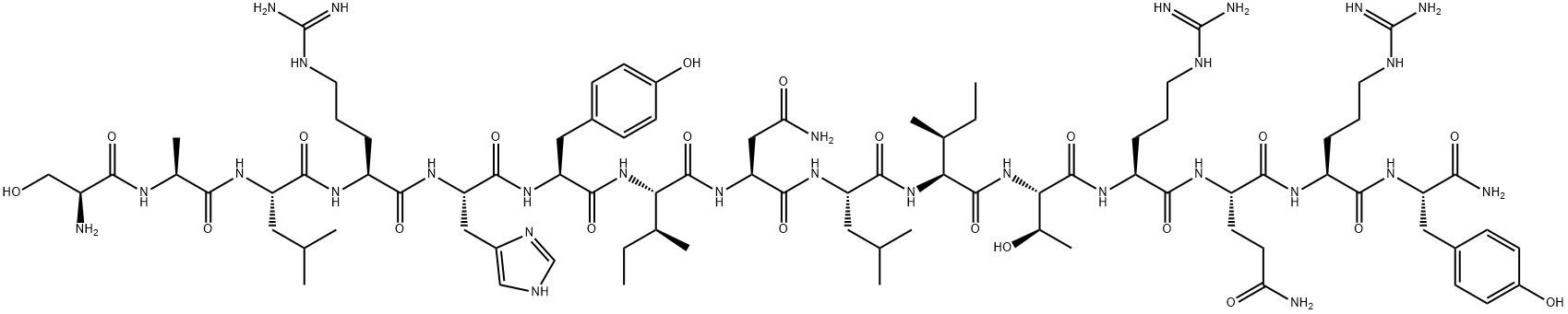 H-SER-ALA-LEU-ARG-HIS-TYR-ILE-ASN-LEU-ILE-THR-ARG-GLN-ARG-TYR-NH2 구조식 이미지