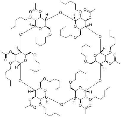 Hexakis-(2,6-di-O-pentyl-3-O-acetyl)-alpha-Cyclodextrin Structure