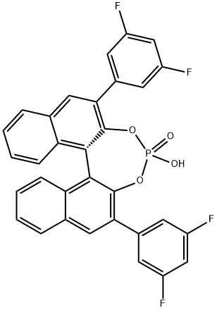 (R)-3,3'-Bis(3,5-difluorophenyl)-1,1'-binapthyl-2,2'-diyl hydrogenphosphate 구조식 이미지
