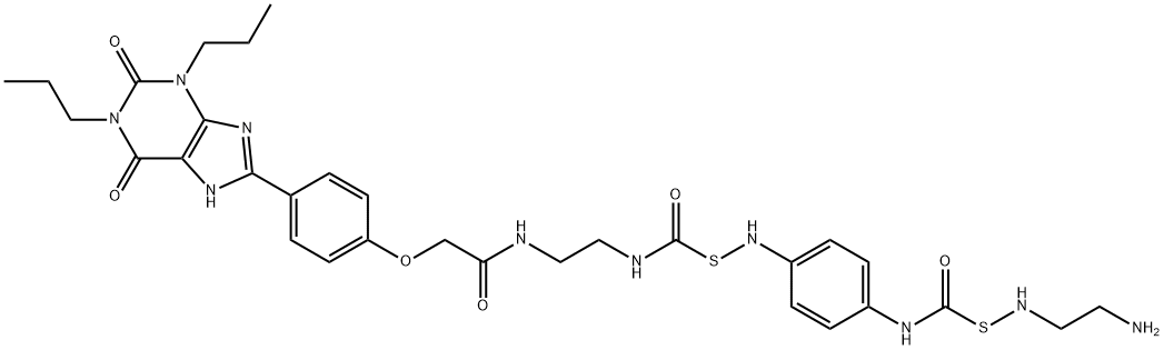 1,3-dipropyl-8-(2-aminoethylaminothiocarbonyl-(4-aminophenyl)(aminothiocarbonyl-(2-aminoethylaminocarbonyl-(4-methoxy(phenyl)))))xanthine Structure