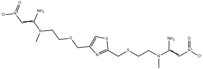 N1,N1'-[2,4-Thiazolediylbis(Methylenethio-2,1-ethanediyl)]bis(N'-Methyl-2-nitro-1,1-ethenediaMine) 구조식 이미지