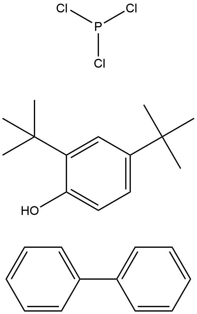 인 트리염화물, 반응성 생성물 ,함유 1,1'-비페닐과 2,4-비스(1,1-디메틸에틸)페놀 구조식 이미지