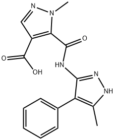 1-Methyl-5-[[(5-Methyl-4-phenyl-1H-pyrazol-3-yl)aMino]carbonyl]-1H-pyrazole-4-carboxylic Acid 구조식 이미지
