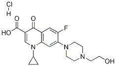3-Quinolinecarboxylic acid, 1-cyclopropyl-6-fluoro-1,4-dihydro-7-[4-(2-hydroxyethyl)-1-piperazinyl]-4-oxo-, hydrochloride 구조식 이미지