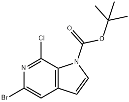 tert-Butyl 5-bromo-7-chloro-1H-pyrrolo-[2,3-c]pyridine-1-carboxylate 구조식 이미지