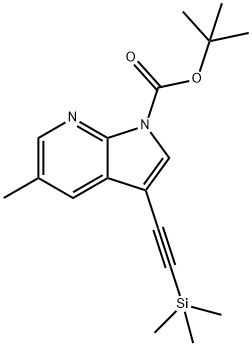 tert-Butyl 5-methyl-3-((trimethylsilyl)ethynyl)-1H-pyrrolo[2,3-b]pyridine-1-carboxylate 구조식 이미지