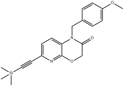 1-(4-Methoxybenzyl)-6-((trimethylsilyl)ethynyl)-1-(4-MethoxybeH-pyrido[2,3-b][1,4]oxazin-2(3H)-one 구조식 이미지
