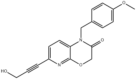 6-(3-Hydroxyprop-1-yn-1-yl)-1-(4-Methoxybenzyl)-1H-pyrido[2,3-b][1,4]oxazin-2(3H)-one 구조식 이미지
