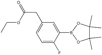 Ethyl 2-(4-fluoro-3-(4,4,5,5-tetraMethyl-1,3,2-dioxaborolan-2-yl)phenyl)acetate 구조식 이미지