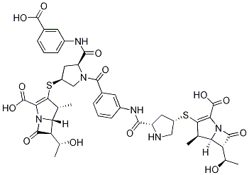 (4R,5S,6S)-3-[[(3S,5S)-1-[3-[[[(2S,4S)-4-[[(4R,5S,6S)-2-Carboxy-6-[(1R)-1-hydroxyethyl]-4-Methyl-7-oxo-1-azabicyclo[3.2.0]hept-2-en-3-yl]thio]-2-pyrrolidinyl]carbonyl]aMino]benzoyl]-5-[[(3-carboxyphenyl)aMino]carbonyl]-3-pyrrolidinyl]thio]-6-[(1R)-1-hydroxyethyl]-4-Methyl-7-oxo-1-azabicyclo[3.2.0]hept-2-ene-2-carboxylic Acid 구조식 이미지