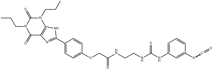 8-(4-(((((2-((((3-isothiocyanatophenyl)amino)(thiocarbonyl))amino)ethyl)amino)carbonyl)methyl)oxy)phenyl)-1,3-dipropylxanthine 구조식 이미지