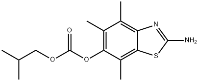 탄산,2-아미노-4,5,7-트리메틸-6-벤조티아졸릴2-메틸프로필에스테르 구조식 이미지