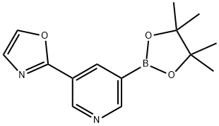2-(5-(4,4,5,5-테트라메틸-1,3,2-디옥사보롤란-2-일)피리딘-3-일)옥사졸 구조식 이미지