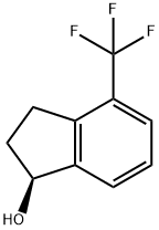 (1S)-4-(Trifluoromethyl)indan-1-ol, (1S)-2,3-Dihydro-4-(trifluoromethyl)-1H-inden-1-ol, (1S)-2,3-Dihydro-1-hydroxy-4-(trifluoromethyl)-1H-indene 구조식 이미지