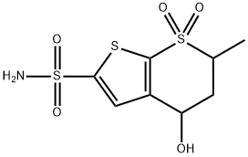 5,6-Dihydro-4-hydroxy-6-methyl-4H-thieno[2,3-b]thiopyran-2-sulfonamide 7,7-dioxide 구조식 이미지