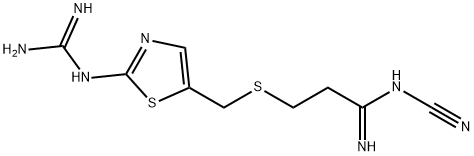 N-cyano-3-((2-guanidino-5-thiazolyl)methylthio)propionamidine Structure