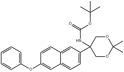 tert-butyl 2,2-diMethyl-5-(6-phenoxynaphthalen-2-yl)-1,3-dioxan-5-ylcarbaMate 구조식 이미지