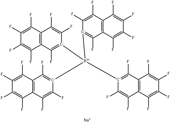 붕산염(1-),테트라키스(1,3,4,5,6,7,8-헵타플루오로-2-나프탈레닐)-,나트륨(1:1) 구조식 이미지