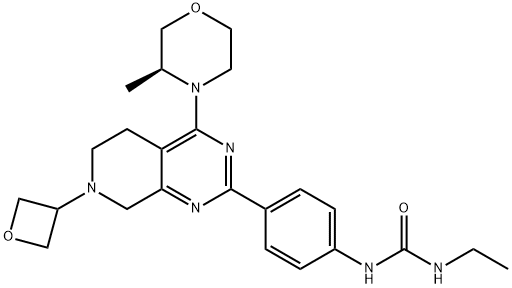 N-Ethyl-N'-[4-[5,6,7,8-tetrahydro-4-[(3S)-3-methyl-4-morpholinyl]-7-(3-oxetanyl)pyrido[3,4-d]pyrimidin-2-yl]phenyl]urea 구조식 이미지