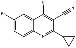 6-브로모-4-클로로-2-사이클로프로필퀴놀린-3-카보니트릴 구조식 이미지