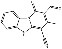 2-FORMYL-3-METHYL-1-OXO-1,5-DIHYDRO-BENZO[4,5]IMIDAZO[1,2-A]PYRIDINE-4-CARBONITRILE 구조식 이미지